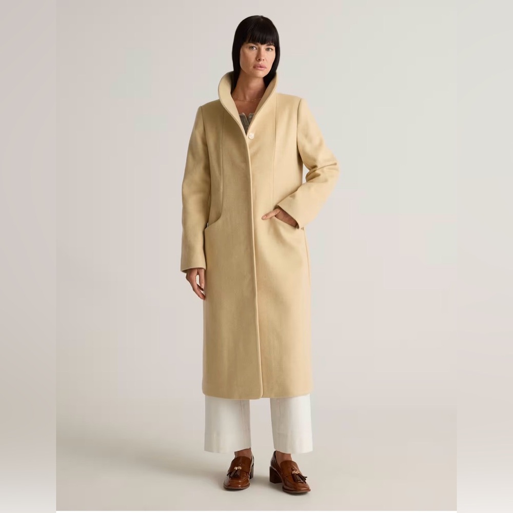 Quince Italian Wool Long Cocoon Coat XS NWOT Quiet Luxury Minimalist